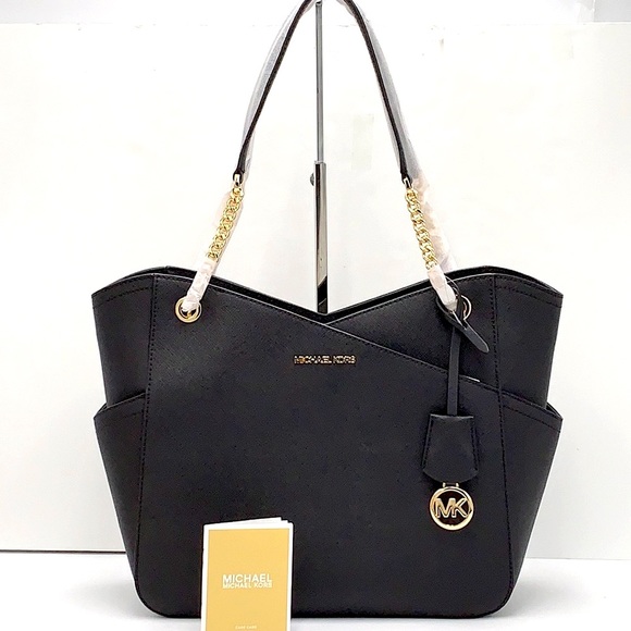 MICHAEL KORS 
Jet Set Large Saffiano Leather XChain Shoulder Bag BLACK COLOR - Picture 3 of 14